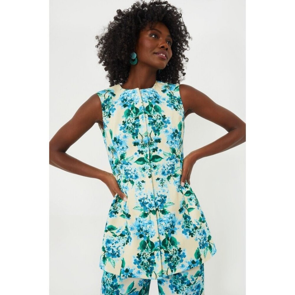 Tuckernuck Water's Edge Hydrangea Rhoda Tunic Top Sleeveless Blouse size 4 *READ